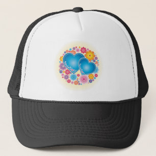 Casquette Coeurs Bleus Floral