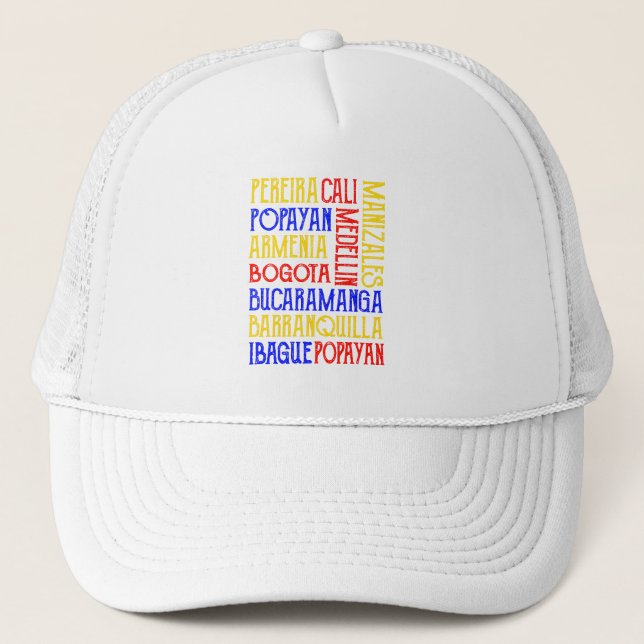 Casquette Colombie Ville Noms Trucker Chapeau (Devant)