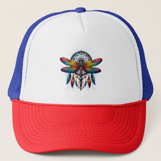 Casquette Colorful Psychedelic Dragonfly Dreamcatcher Boho (Devant)