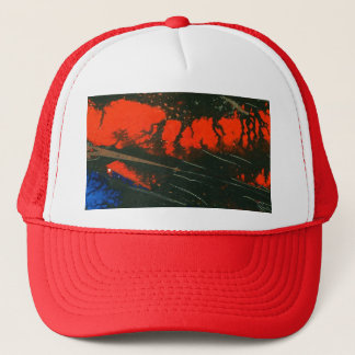 Casquette Conception abstraite en rouge chaud et bleu cool