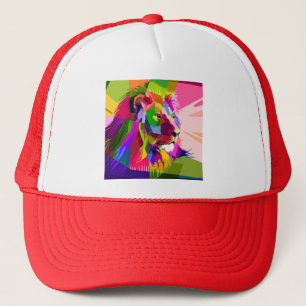 Casquette Conception d'art pop prismatique coloré de lion