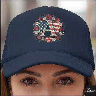 Casquette Conception de couronne de lettre florale patriotiq