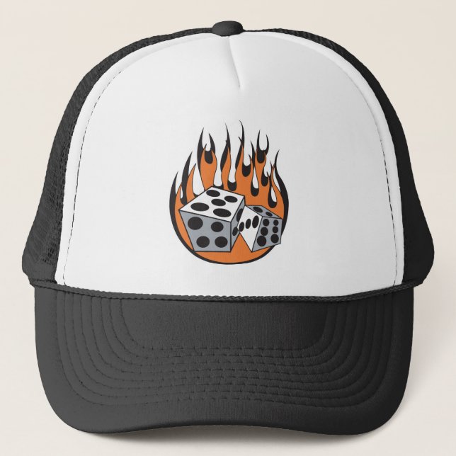 Casquette conception de dés enflammés rétro (Devant)