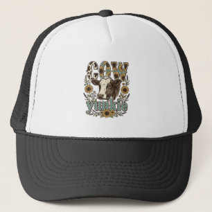 Casquette Conception de ferme de tournesol Yunkie vache vint