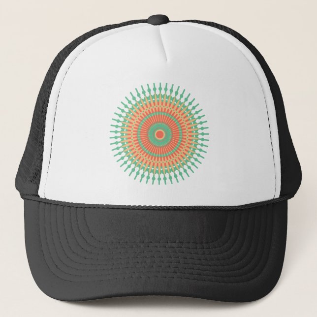Casquette Conception de mandala vert, orange indien (Devant)