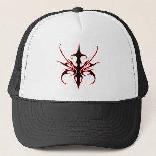Casquette Conception de Masque Tribal - Noir et Rouge