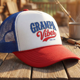 Casquette Conception de texte rétro rouge bleu Grampa Vibes