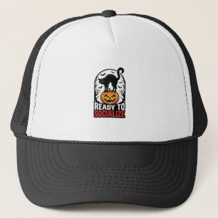 Casquette Conception d'humour de fête de chat Halloween soci