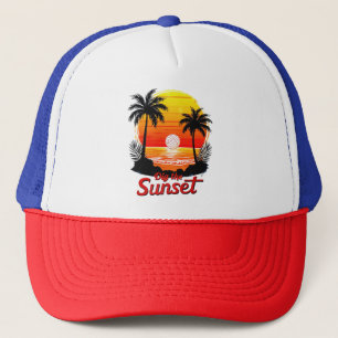 Casquette Conception du coucher du soleil de volley-ball "Cr