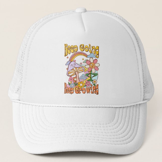 Casquette Continuer, continuer à croître - Champignons et fl (Devant)