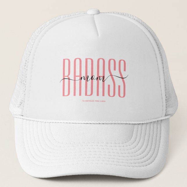 CASQUETTE COOL BADASS MOM STRONG MOM SIMPLE MOM SCRIPT ROSE (Devant)
