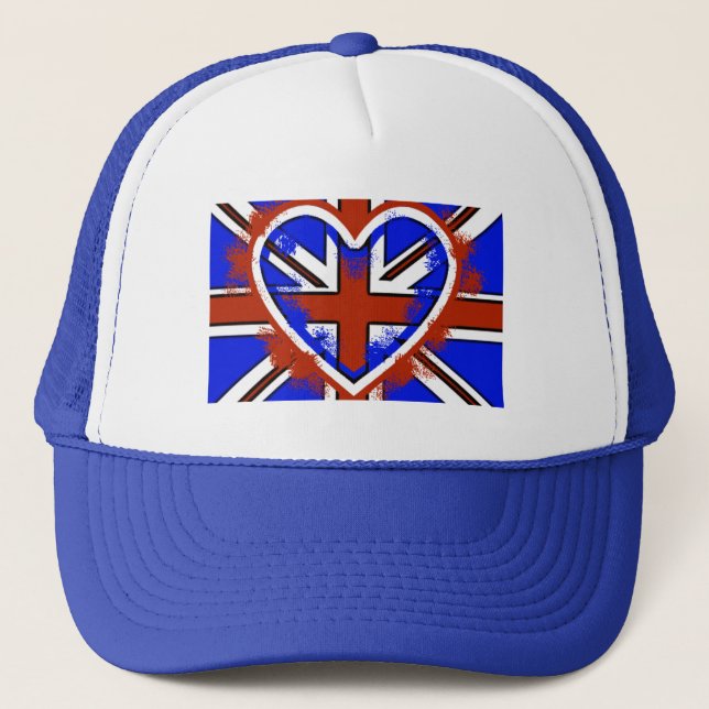 Casquette Cool British Flag Heart Design (Devant)