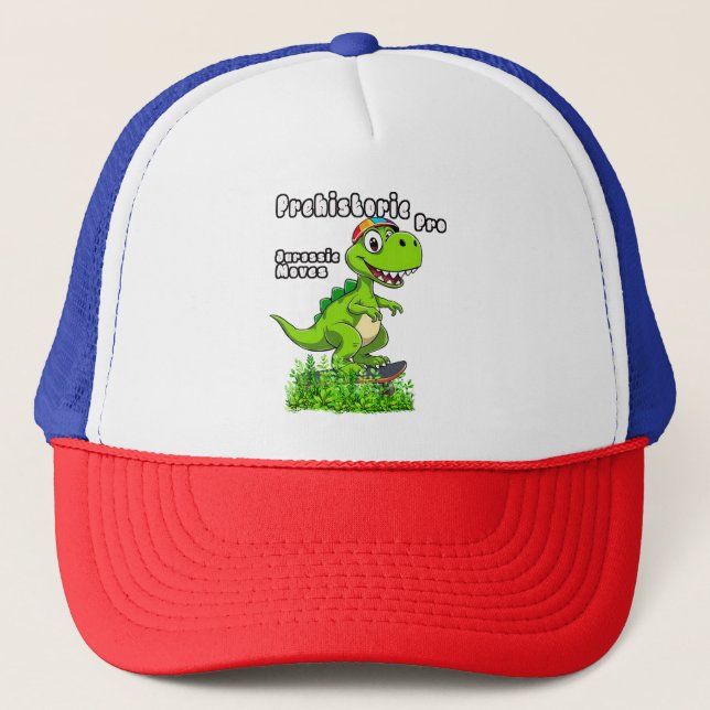 Casquette Cool Dino on a Skateboard (Devant)