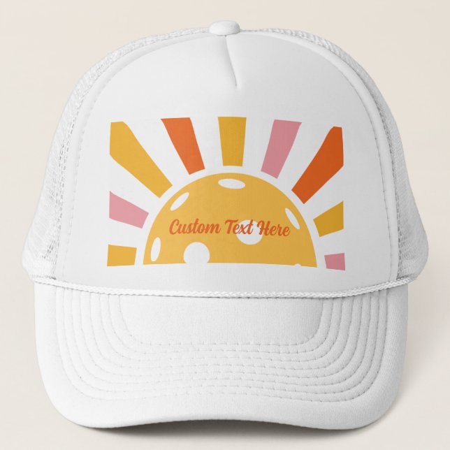 Casquette Cool Retro Sunburst Personnalisé Pickleball (Devant)