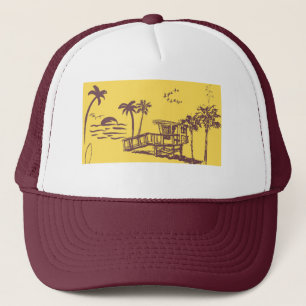 Casquette Cool Vintage Jaune Tropical Beach Croquis