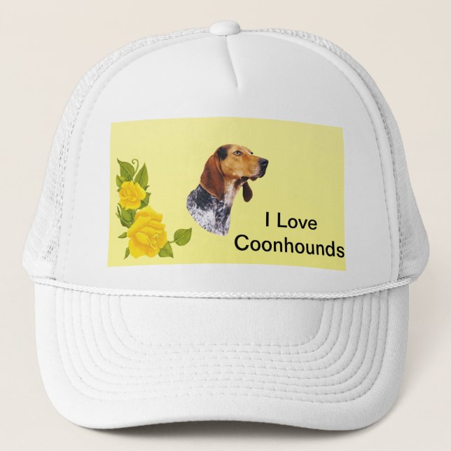 Casquette Coonhound de l'anglais américain et roses jaunes (Devant)