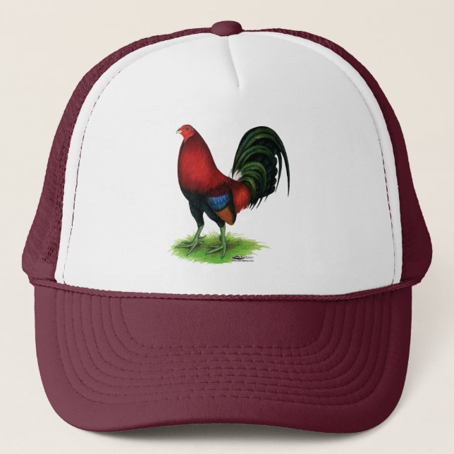 Casquette Coq de combat :  Rouge foncé (Devant)