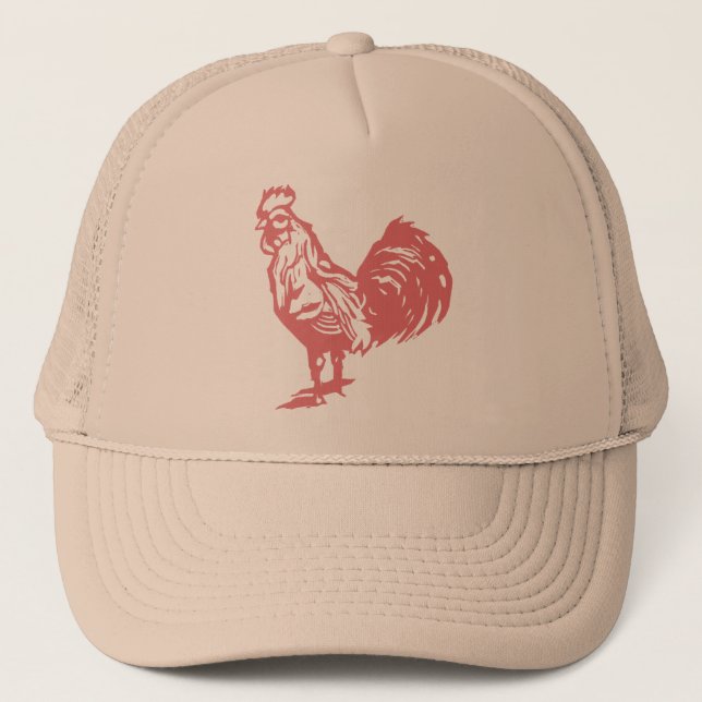 Casquette Coq de rouge de style d'impression typographique (Devant)
