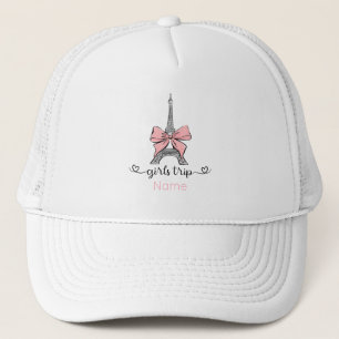 Casquette Coquette Voyage de fille Tour Eiffel & Bow rose Pe