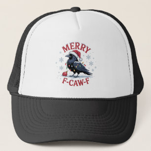 Casquette Corbeau de Noël drôle Merry F-Caw-F Oiseau noir