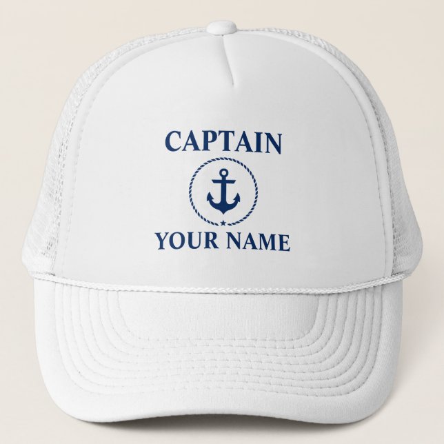 Casquette Corde d'Ancre du nom du capitaine nautique (Devant)