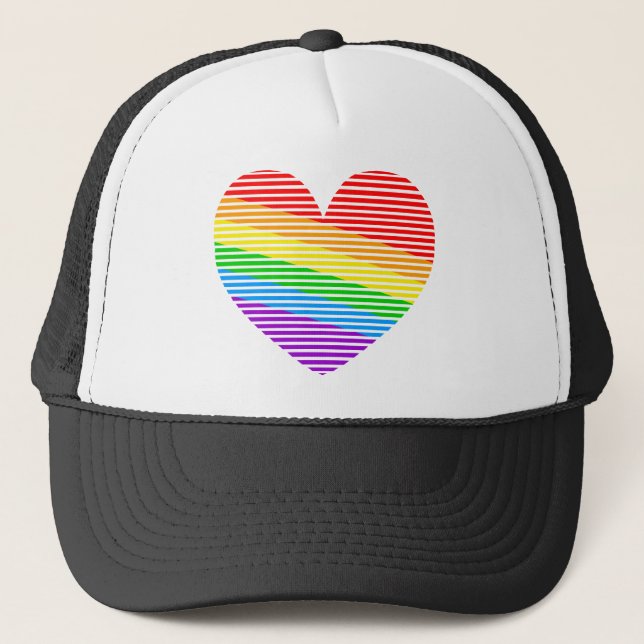 Casquette Corey Tiger 80s Rainbow Stripe Heart Trucker Chape (Devant)