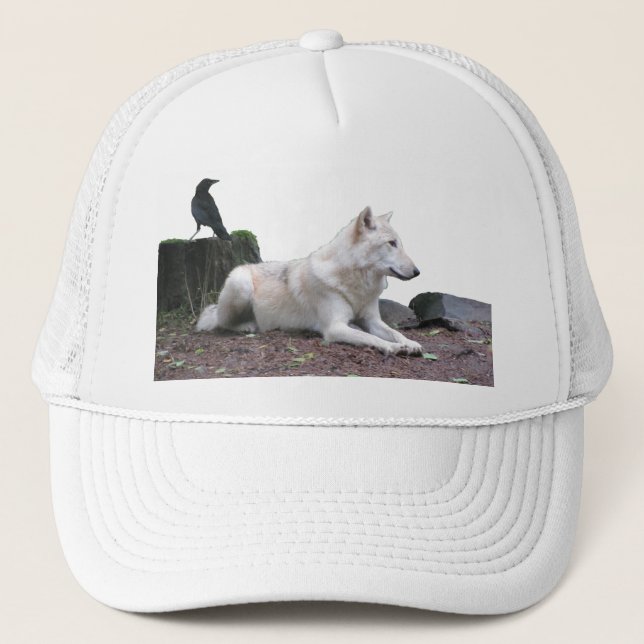 Casquette Corneille noire, loup blanc (Devant)