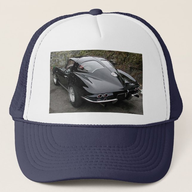 Casquette Corvette classique de la fenêtre à fente noire (Devant)