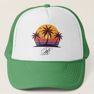 Casquette Coucher de soleil avec palmiers Vector