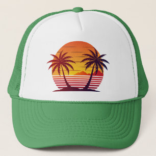 Casquette Coucher de soleil avec palmiers Vector