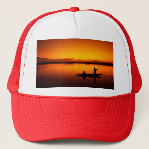 Casquette Coucher de soleil, bateau d'aviron Silhouette-1649