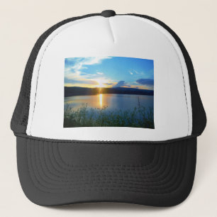 Casquette Coucher de soleil bleu sur le lac