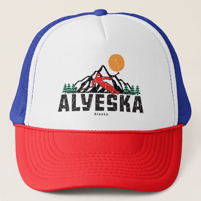 Casquette Coucher de soleil de ski Retro Alyeska (Devant)