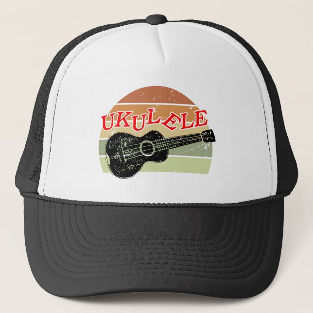 Casquette Coucher de soleil rétro Ukulele Dessin désaffecté (Devant)