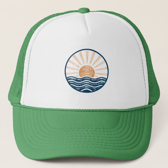 Casquette Coucher de soleil rétrograde au-dessus de la mer o (Devant)