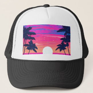 Casquette Coucher de soleil rose sur la plage