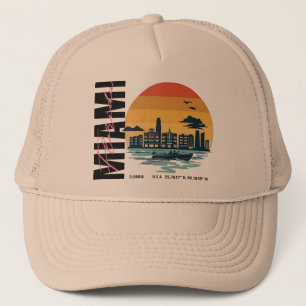 Casquette Coucher de soleil sur la skyline de Miami Beach Ré