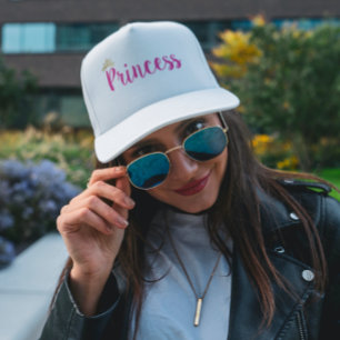 Casquette Couronne de police de script rose princesse