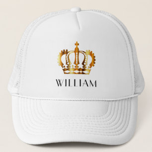 Casquette Couronne d'or royale blanche personnalisée