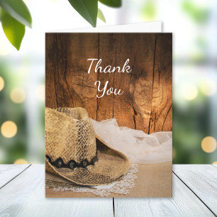 Casquette Cowboy et Barn Wood Merci Mariage occide