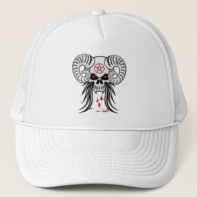 Casquette Crâne à cornes de bélier (Devant)