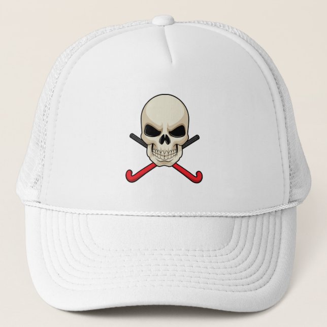 Casquette Crâne au hockey avec chauve-souris de hockey (Devant)