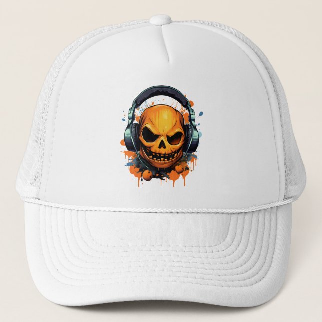 Casquette Crâne Citrouille d'Halloween (Devant)