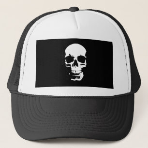 Casquette Crâne d'art pop noir et blanc