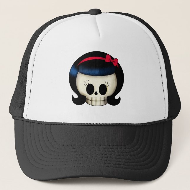 Casquette Crâne de fille de rockabilly (Devant)