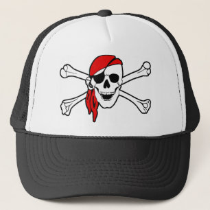 Casquette Crâne de pirate souriant coloré et os croisés