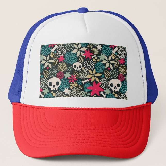 Casquette Crâne en fleurs (Devant)