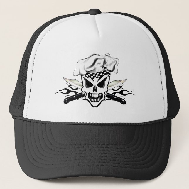 Casquette Crâne et couteaux flamboyants 2 de chef de chef (Devant)