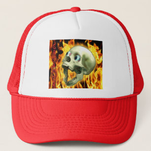 Casquette Crâne gothique déplaisant, Flammes, Horreur d'Hall