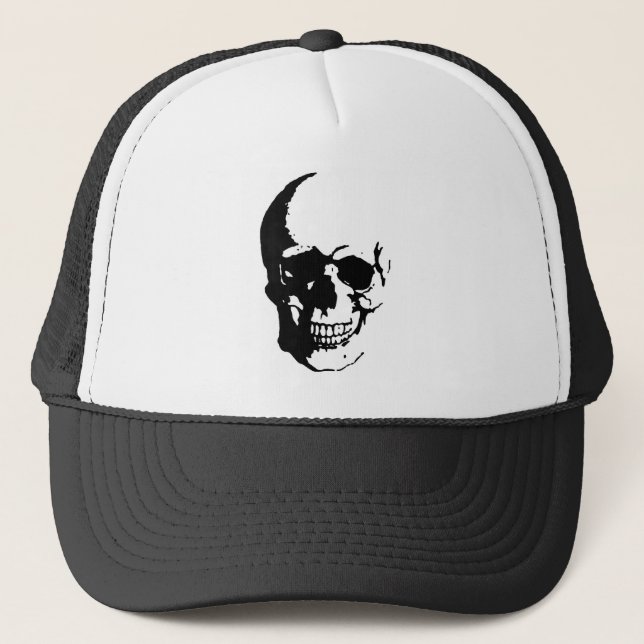 Casquette Crâne - Noir & Blanc Métal Imaginaire Art (Devant)
